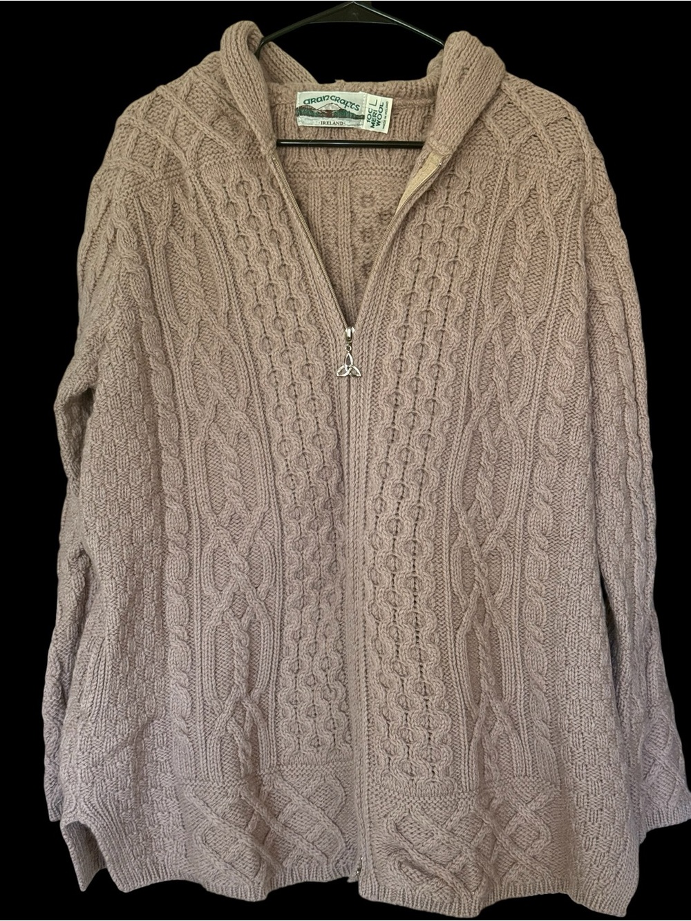 Aran Crafts Hooded Zip Front Knitted Sweater from Ireland/Witch’s Estate Sale